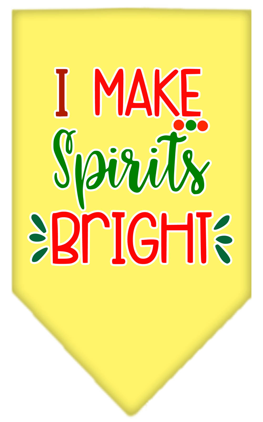 I Make Spirits Bright Screen Print Bandana Yellow Small
